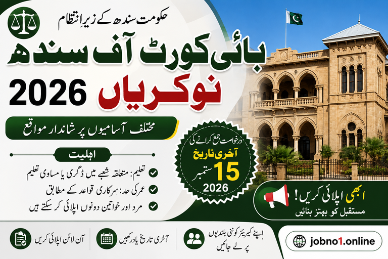 High Court of Sindh Jobs 2026 – Last Date 15 September 2026